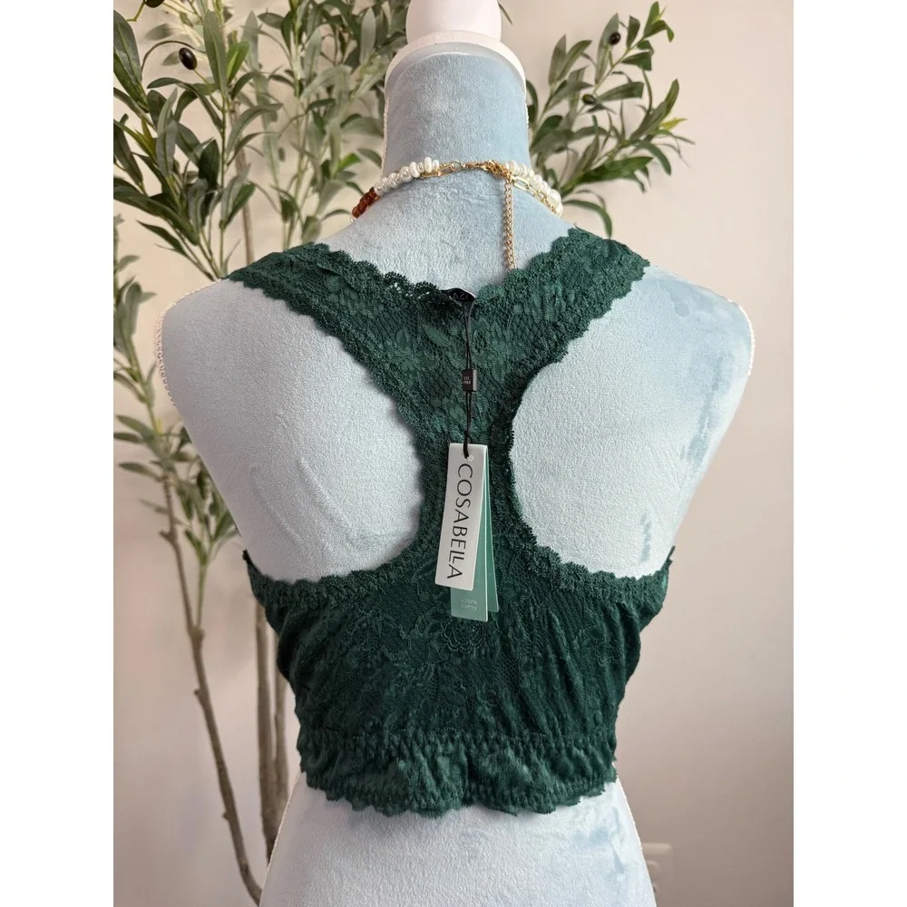 Cosabella Never Say Never Ultra Curvy Sweetie Bralette Emerald Green Lace NEW S